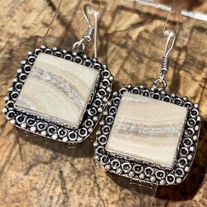 Phantom Zebra Calcite Earrings 1 7/8”